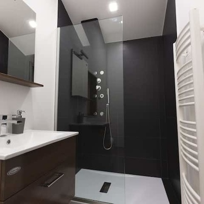 A modern bathroom.