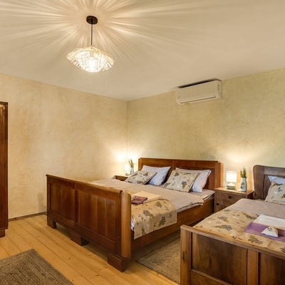 The bedroom is spacious.