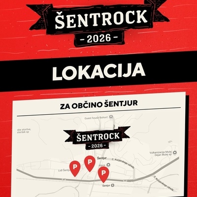 Lokacija koncerta in priporočena parkirišča.