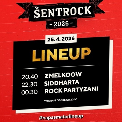 ŠentRock 2026: Zmelkoow, Siddharta in Rock Partyzani.