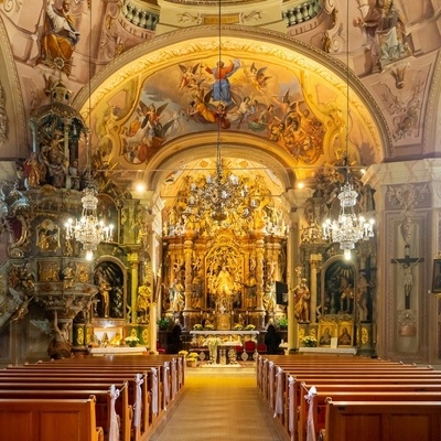 The picturesque interior of St. Martin’s Church in Ponikva is truly captivating.