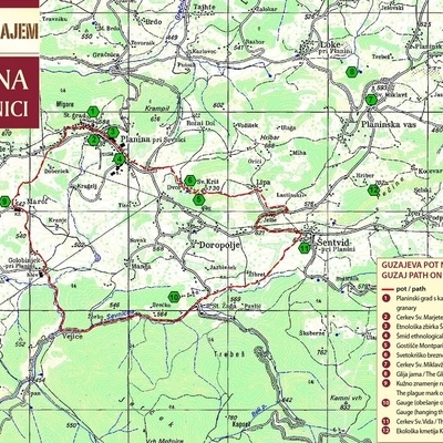 Zemljevid krožne pot po Planini pri Sevnici.