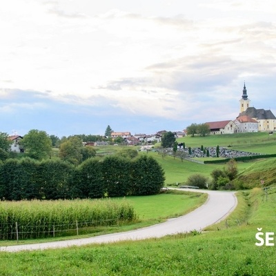 Pogled na Ponikvo in ponkovški osameli kras.